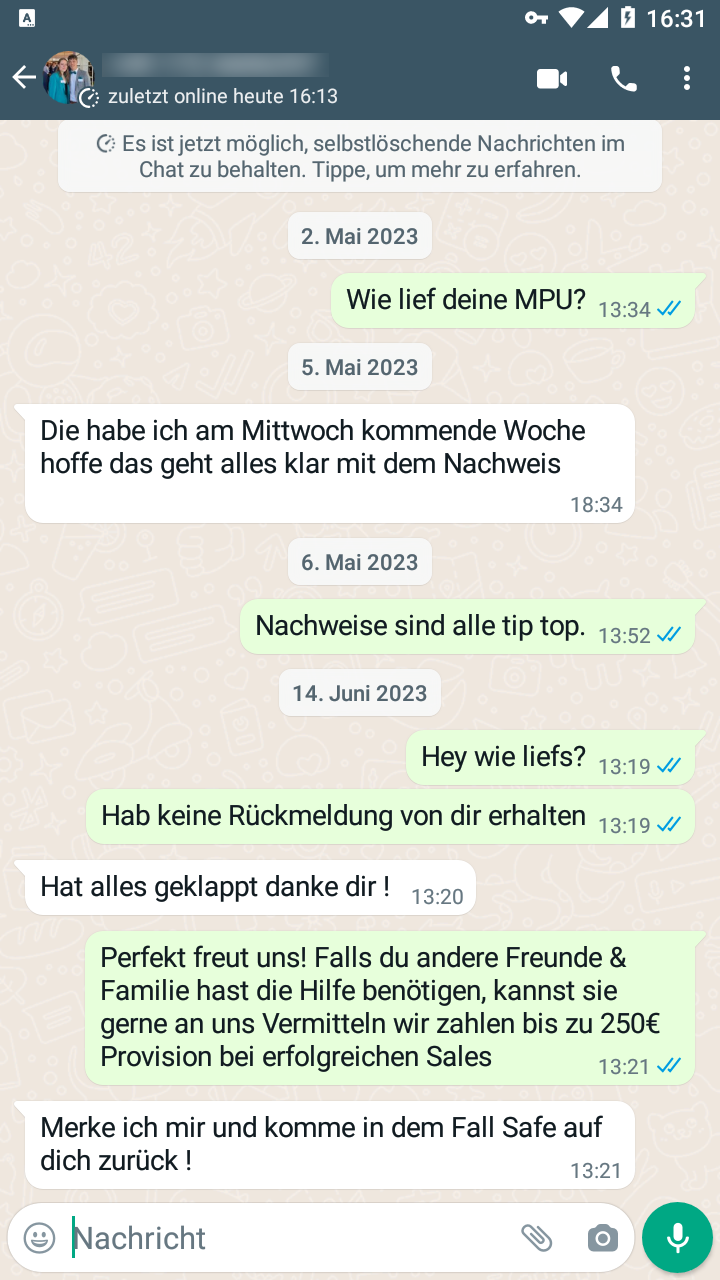 Klienten-Feedback aus unserem Telegram-Kanal